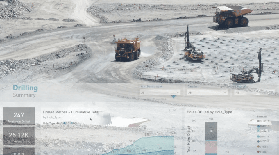 mining site with datashed5 drilling report overlaid